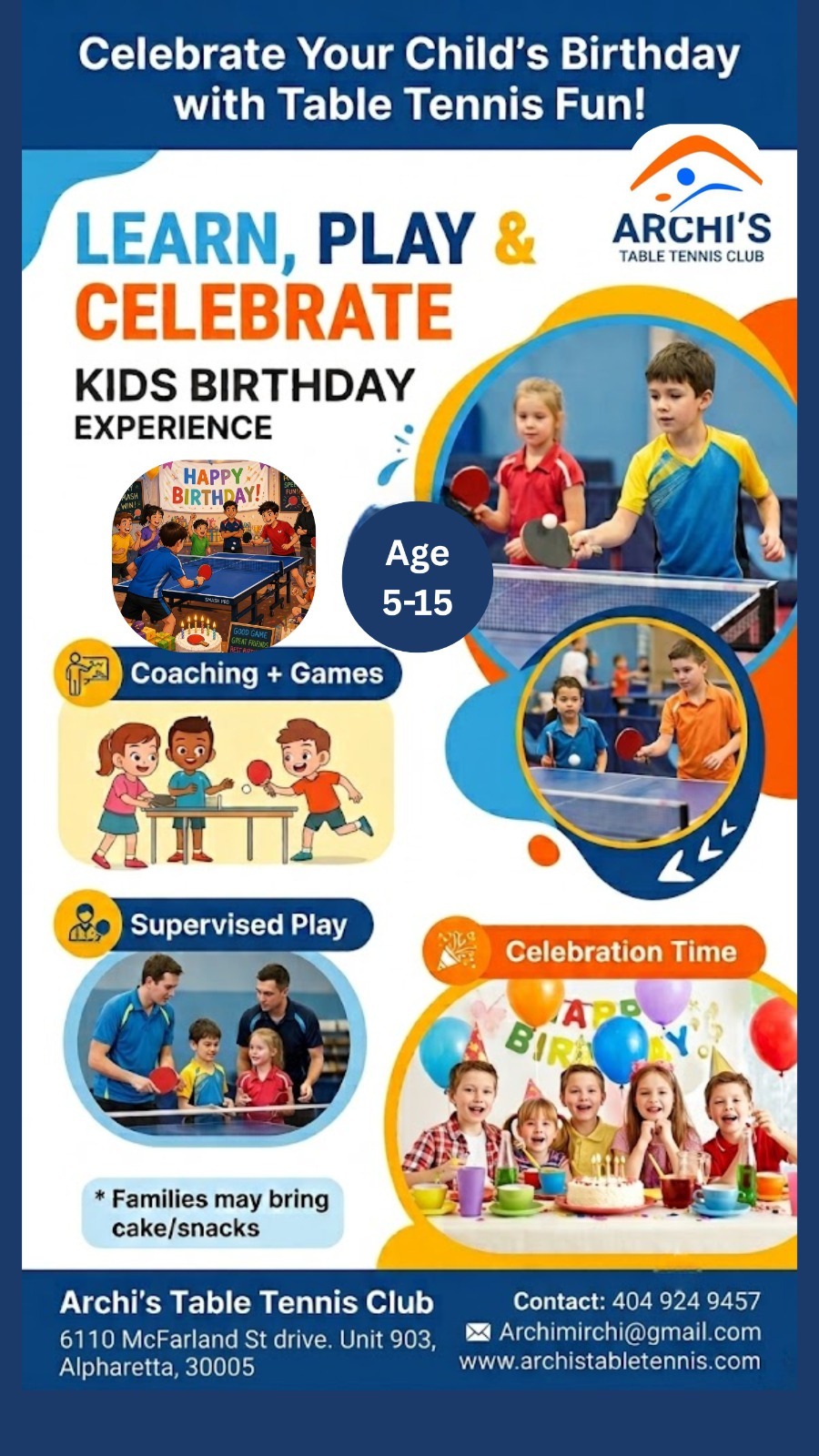 Birthday event at Archi's Table Tennis Club